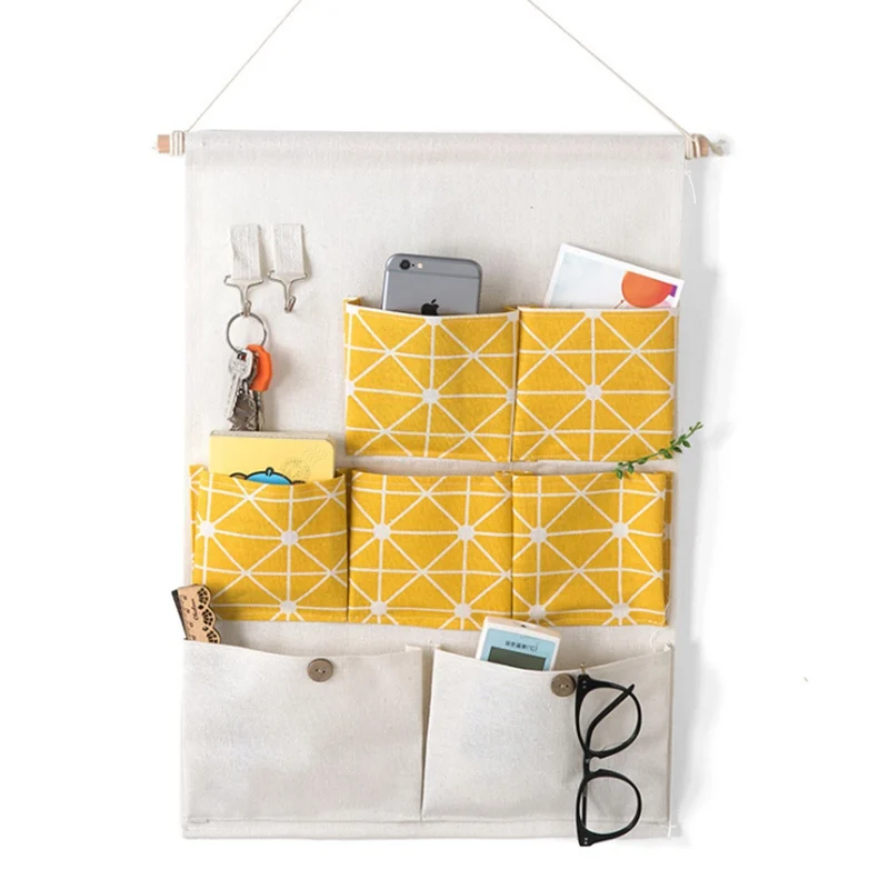 7 карманных крючков, дом с кактусами, настенная подвесная сумка для хранения, многофункциональная складная сумка для хранения мусора, детский чехол-карандаш для хранения
