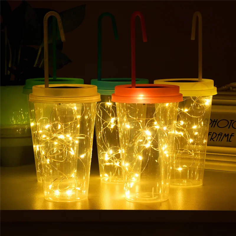  Solar Powered 15 LED String Light Fairy Lid Bottle Cap Lamps Decor Arranging Props LED LIGHT SET lichterkette 40JA1629