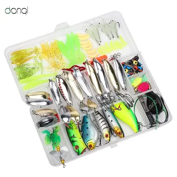 

DONQL New Fishing Lures Set Mixed Soft Lure Kit In Box Fishing tackle Set Fish Bait Accessories Artificial Silicone Bait