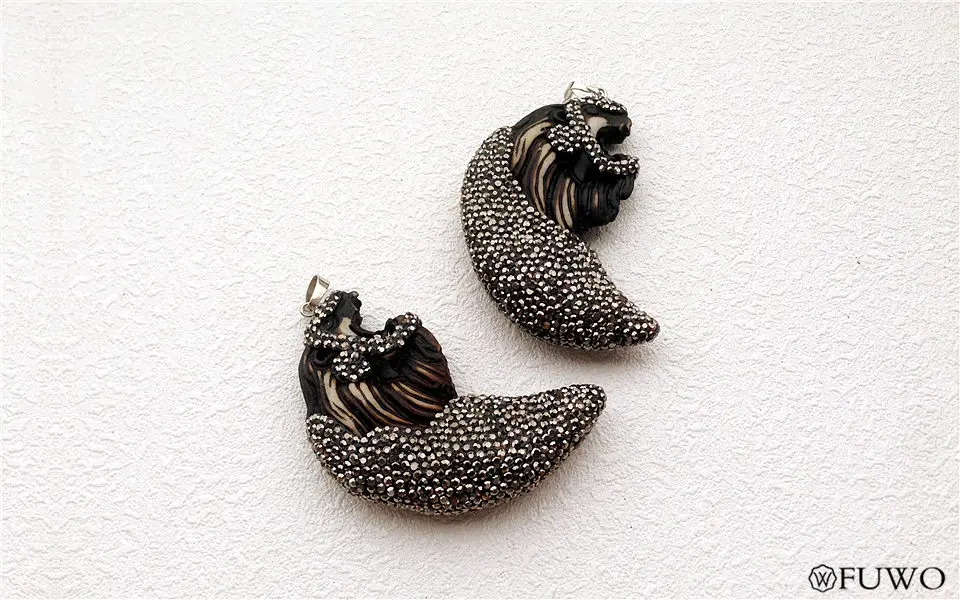 Lion Head Pave Rhinestone Resin Pendant 8