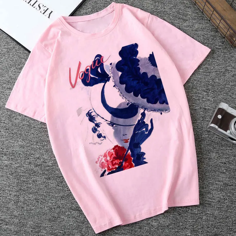 New Summer T Shirt Women VOGUE Letter Printed T Shirts Casual Tops Tee Gothic Harajuku O Neck Female Shirt Woman Camisetas Mujer