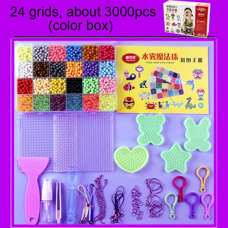 

6000pcs 24 colors Refill Aqua Beads puzzle Crystal Aquabeads DIY water spray set ball games 3D handmade magic toys for children
