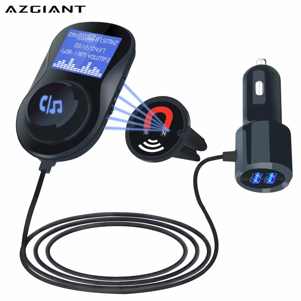 AZGIANT, черный Bluetooth, fm-передатчик, автомобильный комплект, беспроводной, громкая связь, вызов, руль, MP3 плеер, музыка, стерео радио, BT8109B