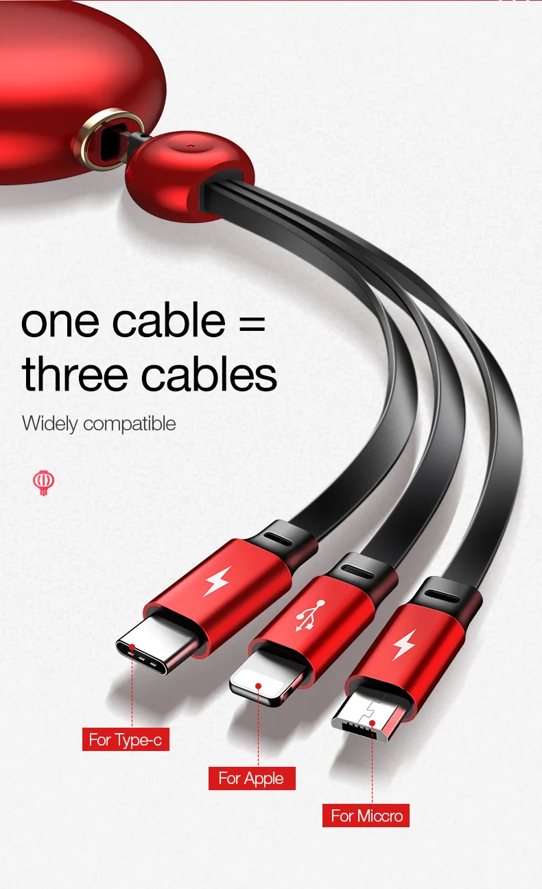 3 in 1 Retractable cable for iphone huawei xiaomi samsung   (4)