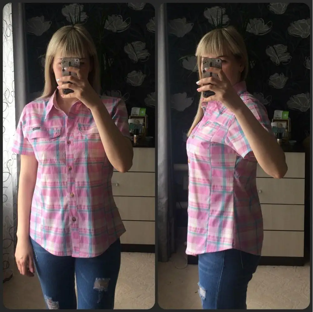 Женские летние рубашки в клетку с короткими рукавами и полосатая хлопковая блузка женские офисные Топы стрейчевая рубашка 2840