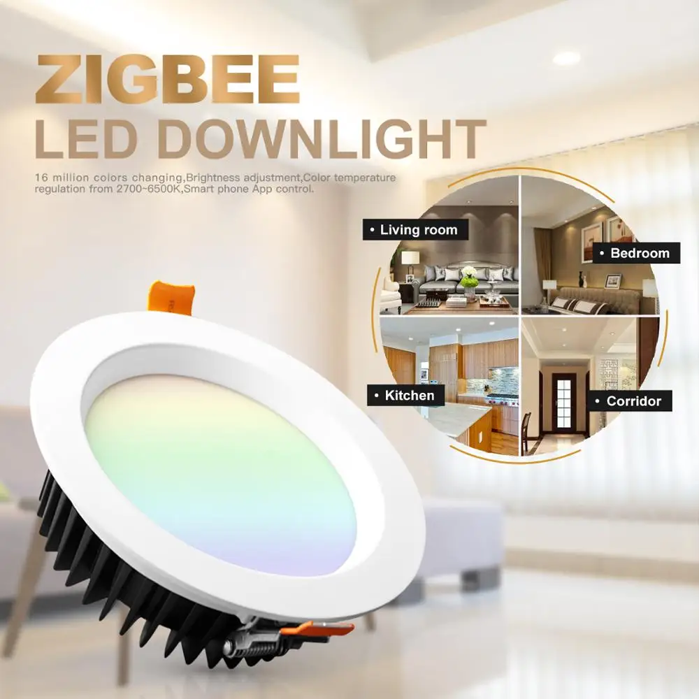 G светодиодный OPTO ZIGBEE ZLL smart 6 Вт 9 Вт 12 Вт светодиодный RGBCCT WW/CW потолочный светильник совместим с Amazon echo plus и многими шлюзами