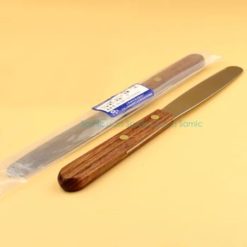 

Dental Lab Alginate Mixing Plaster Spatula Stainless Steel with Wooden Handle Cement Mixing Spatula Blade Instrument