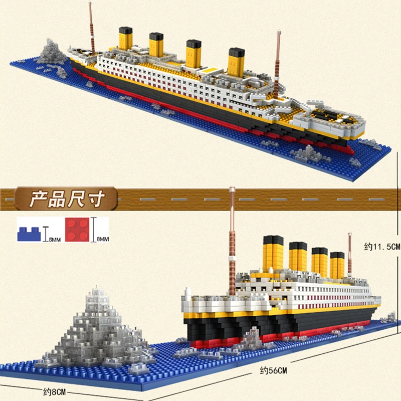 

1860 pcs NO match legoeings RS titanic cruise ship model boat DIY building Diamond Blocks Kit children kids toys Christmas gifts