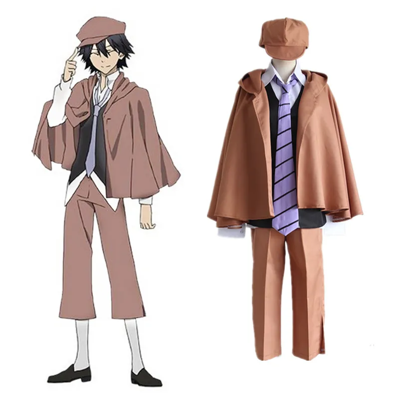

Anime Bungo Stray Dogs Detective Ranpo Edogawa Cosplay Costumes Vest & Cloak & Pants & Tie & Hat Uniform Suit Outfit