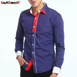 Gustomerd модный пэчворк Для мужчин одежда Slim Fit Для мужчин рубашка с длинными рукавами высокое качество Повседневное Для мужчин социальной