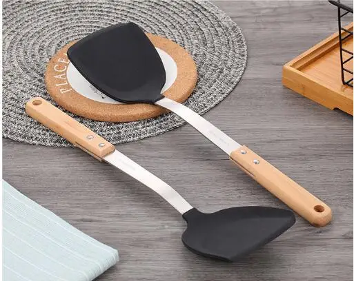 1PC Silicone Spatula Turner Flexible Stainless Steel Core Heat-Resistant Easy Clean Non Stick- Kitchen Utensil PK 007