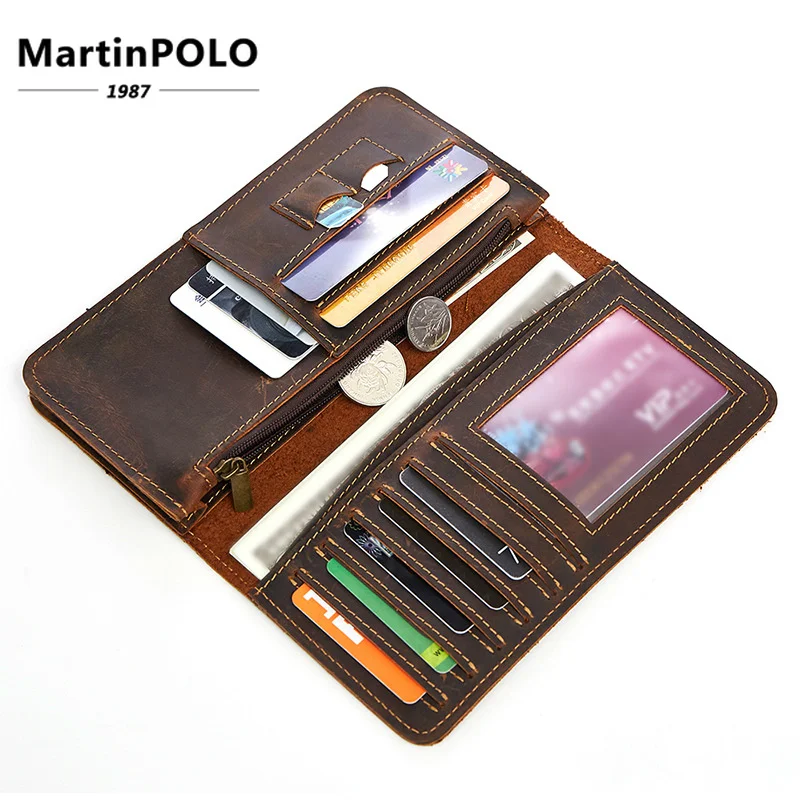 

Men Genuine Leather Wallet Men Coin Purse Vintage Long Men Wallets Perse Solid Card Holder Clutch Carteira Hombre for Male J2043