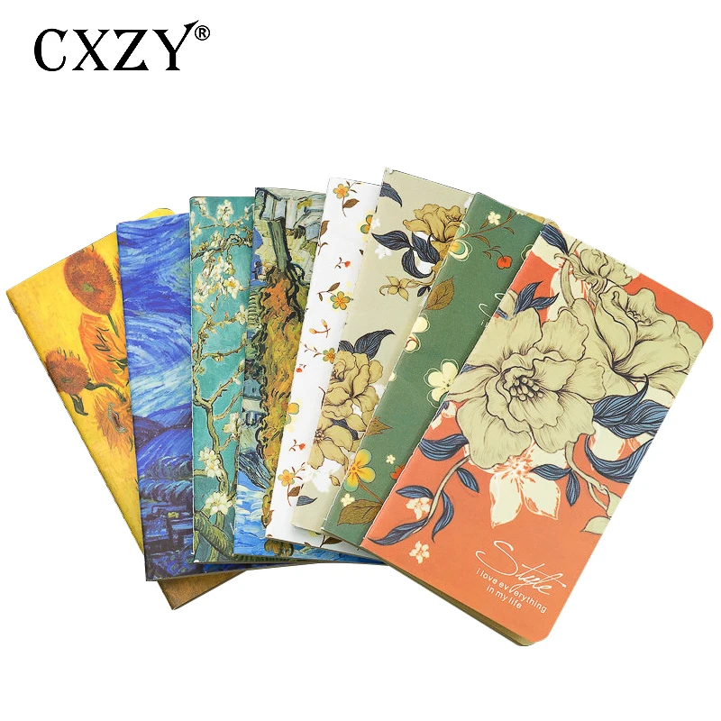 

CXZY 2019 Van Gogh mini small Notebook Kraft paper sketchbook travel journal note book diary sketch filofax vintage blank 4B803