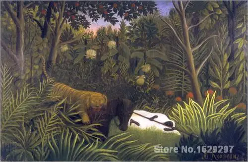 Tiger Attacking a Horse and a Sleeping Black Man Henri ...