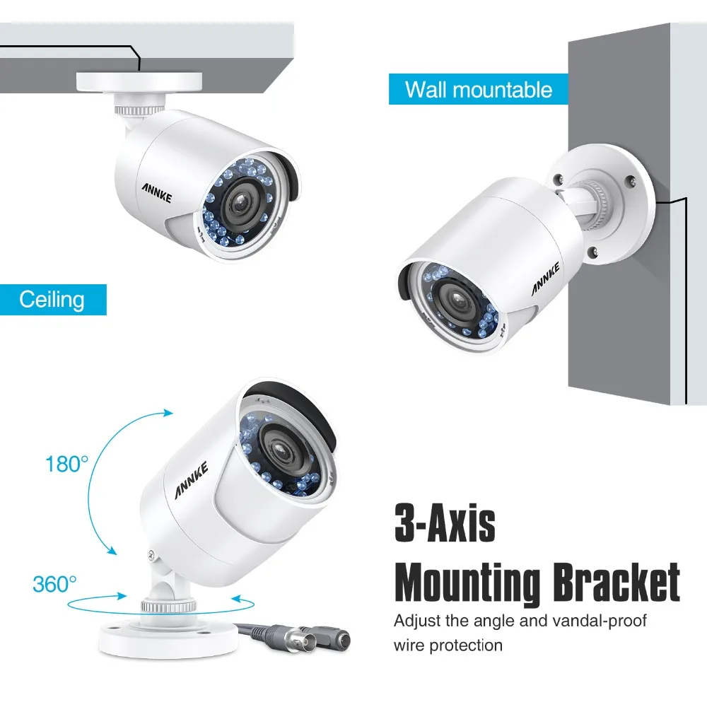 ANNKE 1080P HD TVI Пуля CCTV камера 4 шт. комплект непогодный корпус и 66ft супер ночного