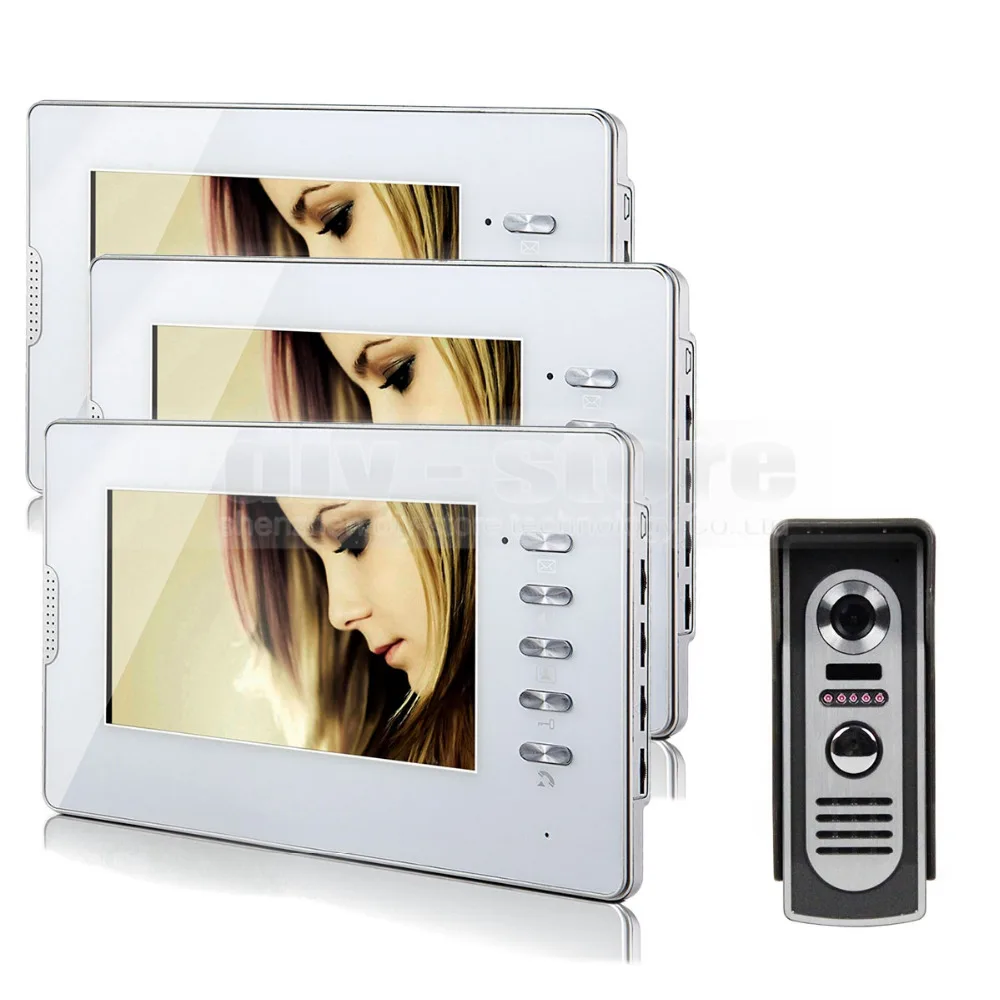 DIYSECUR 600TVL 7\ Wired Video Door Phone Audio Visual Intercom Entry System 1V3 for Villa House DIYSECUR 600TVL 7\ Wired Video Door Phone Audio Visual Intercom Entry System 1V3 for Villa House