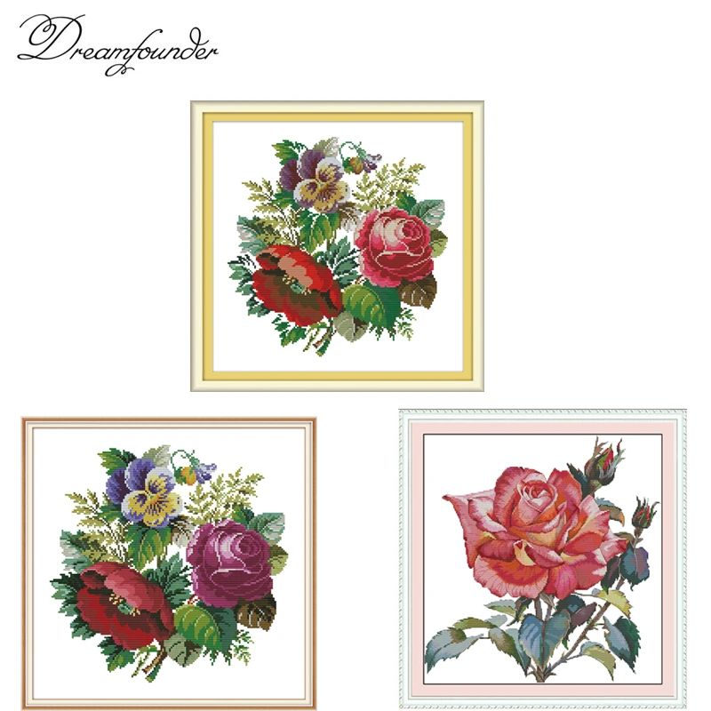 

A brilliant mountain flower cross stitch kit aida 14ct 11ct count print canvas stitches embroidery DIY handmade needlework