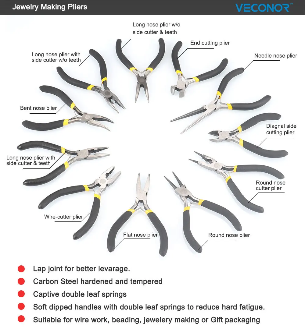 11 шт., плоскогубцы для ювелирных изделий, набор для обертывания проводов, хобби, 5 дюймов, мини плоскогубцы, много типов, углеродистая сталь, многофункциональные ручные инструменты