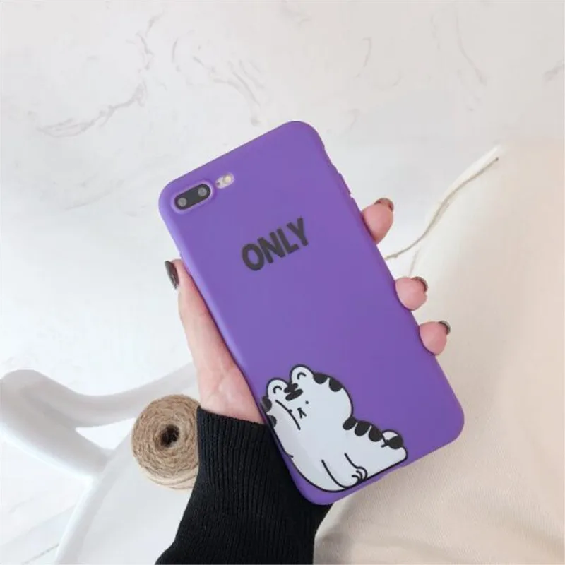 UVR Lovely Purple Cat TPU Couples Lovers Phone Case For iphone X 6s 7 8 PLUS Mobile Cases Bag Back Cover Protect |