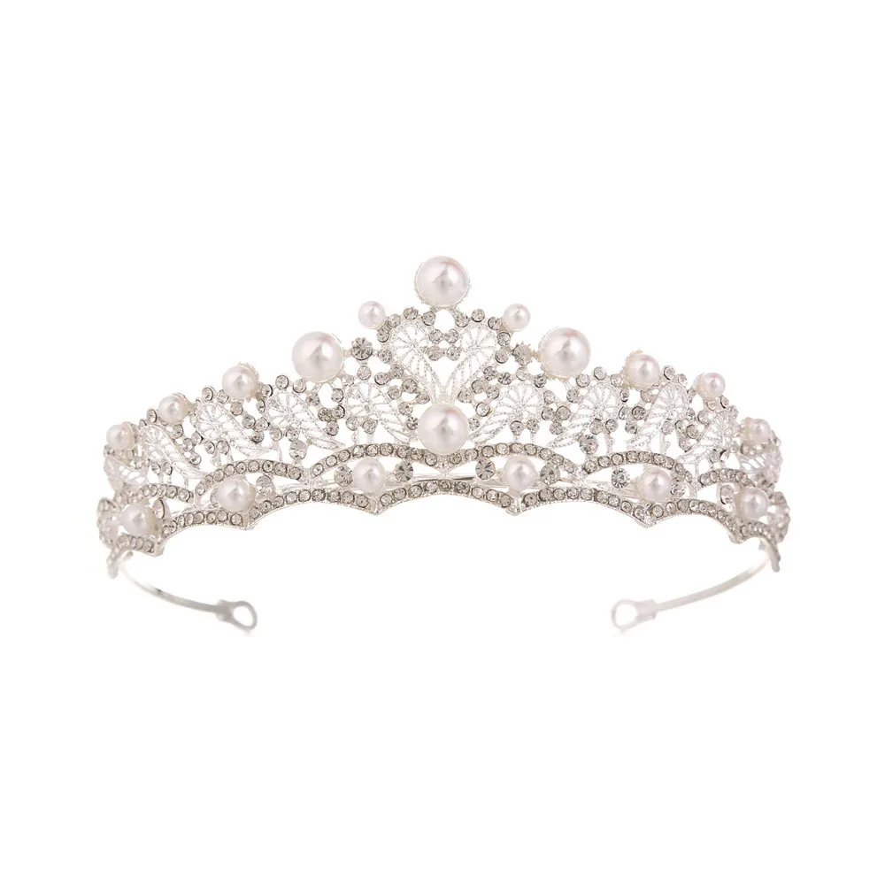 

Beautiful Bling Bling Crystal Pearls Wedding Bridal Crowns Tiaras Party Junior Quinceanera Headpieces Hair Accessories Headband