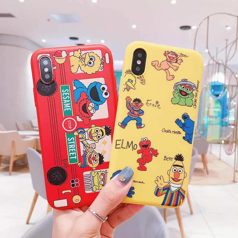 Sesam Straße Fall für iPhone XS MAX X XR Nette Cartoon Telefon Silikon TPU Coque Abdeckung sFor iPh
