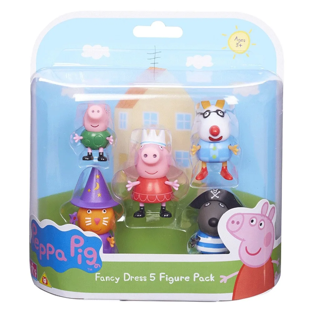 

Genuine Peppa Pig Pack of 5 Peppa Pig Fancy Dress Figures (Peppa, Danny, Pedro, Candy + George) kids toy free shipping new