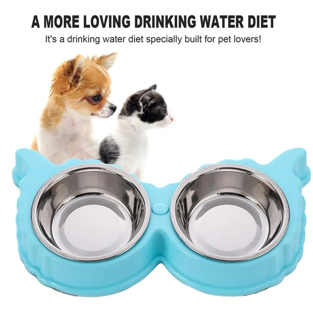 Sheep Shape Resin Stainless Steel Combo Dog Bowl Anti skid Double Pet