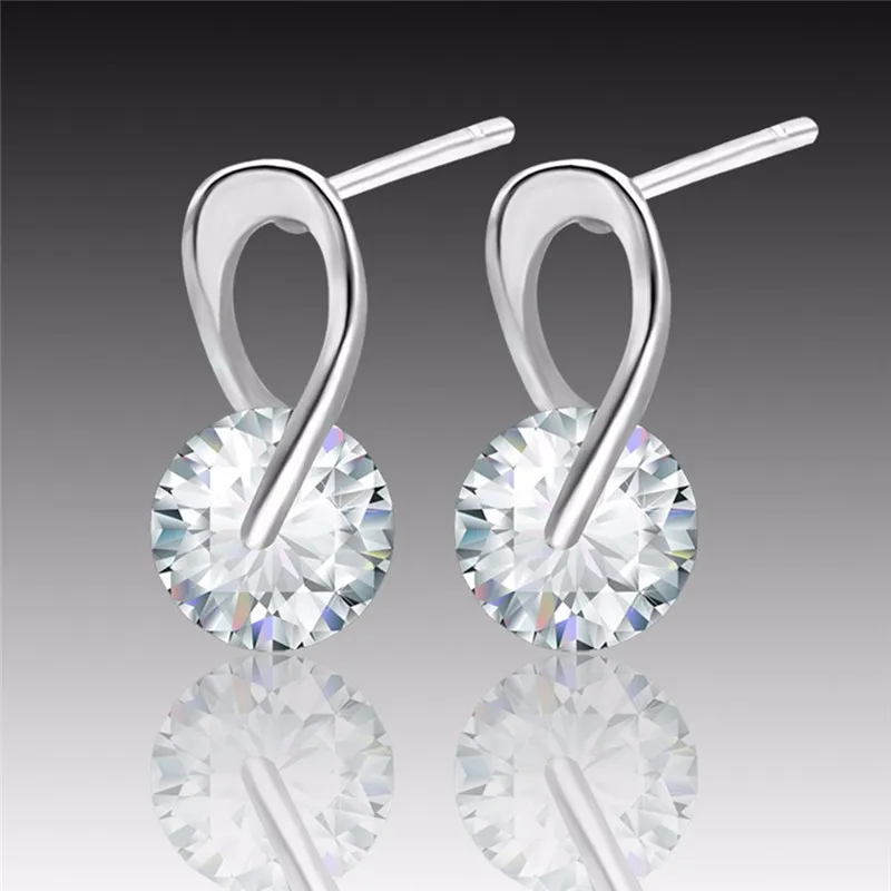 

Fashion Statement Earrings Silver Color Geometric Crystal Stud Earrings For Women Wedding Metal Earrings Modern Trend Jewelry