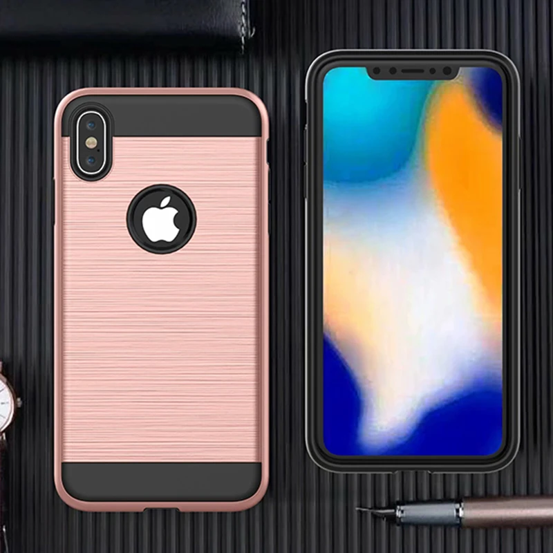 

Hybrid Brushed Dual Layer Shockproof Armor Case For iPhone 5 5S SE 6 6S 7 8 Plus X XS MAX XR Heavy Duty Protection Doom Cover