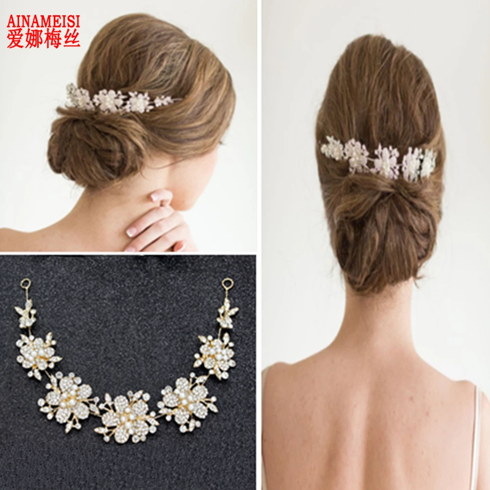 

AINAMEISI Classic Wedding Hair Vine Bridal Hair Jewelry Accessories Headpieces Women Pearl Headbands Tiaras and Crowns Gift