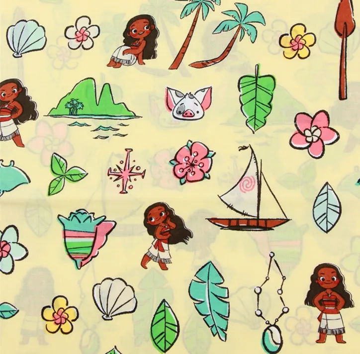 50*140 см принцесса Океаническая рыба Моана хлопок ткань Лоскутная Ткань мультфильм детский текстиль для детского постельного белья для Diy шитья Тильда кукла
