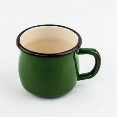 Эмалированная чашка многоцветная 8 см большая чашка для живота кофейная чашка - Цвет: F
