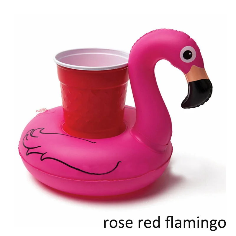 Надувной подстаканник, украшение для свадебной вечеринки, пляжные аксессуары, единорог, фламинго, поплавок, игрушка для бассейна, 1 шт., держатели для напитков - Цвет: rose red flamingo