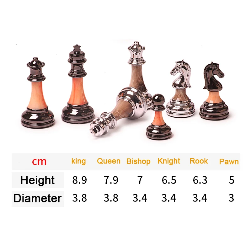 BSTFAMLY wooden chess set game Portable game of international chess Folding chessboard imitation jade ABS chess pieces LA8