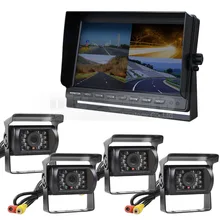 DIYKIT 10 Дюймов Сплит Quad Дисплей Монитор Вид Сзади Автомобиля Монитор + 4 х Ночного Видения Камеры Заднего вида Водонепроницаемая для Автомобилей Грузовик Автобус