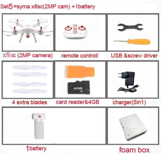 Syma X8SW x8SC WI-FI с видом от первого лица 720P HD Камера или 2MP Камера 6 оси удержания высоты RC Quadcopter RTF р/у или в режиме реального времени H9R 4K Камера drone - Цвет: set5 x8sc