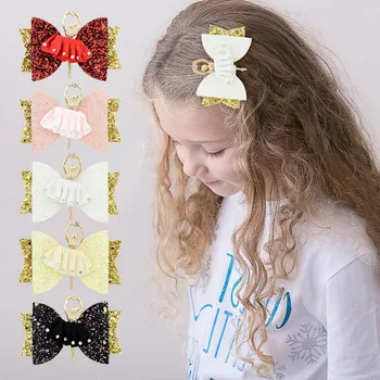 

5pcs/lot Lovely Baby Rhinestone Ballet Girls Hairpins Kids Glitter Shining Hair Bows Hair Accessories For party hair clip A225