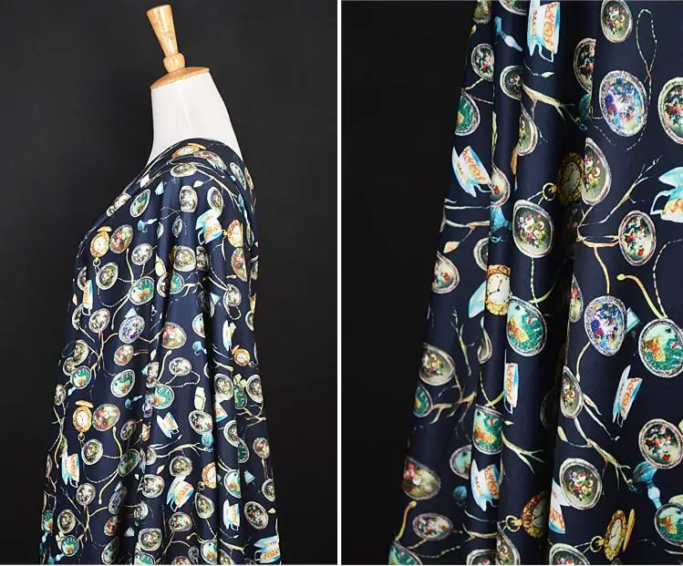 

Retro cartoon print brand stretch knit cotton fabric coat Party printing super hollandais sequin design college fabric A281
