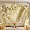 Custom Photo Wallpaper 3D Stereo Golden Flower Jewelry European Style Luxury Murals Living Room TV Hotel Backdrop Wall Paintings ► Photo 2/6