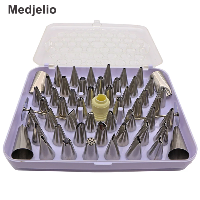 

Medjelio 52Pcs Russia Icing Piping Nozzles Rose Tulip Dahlia Flowers Cupcake Pastry Tips Cake Dessert Cookie Decorating Tools