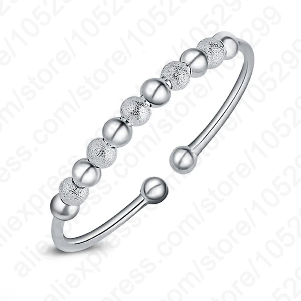 

Hot Women Fashion Jewelry 925 Sterling Silver Bracelets Bangles Roundness Bead Friendship Bangles