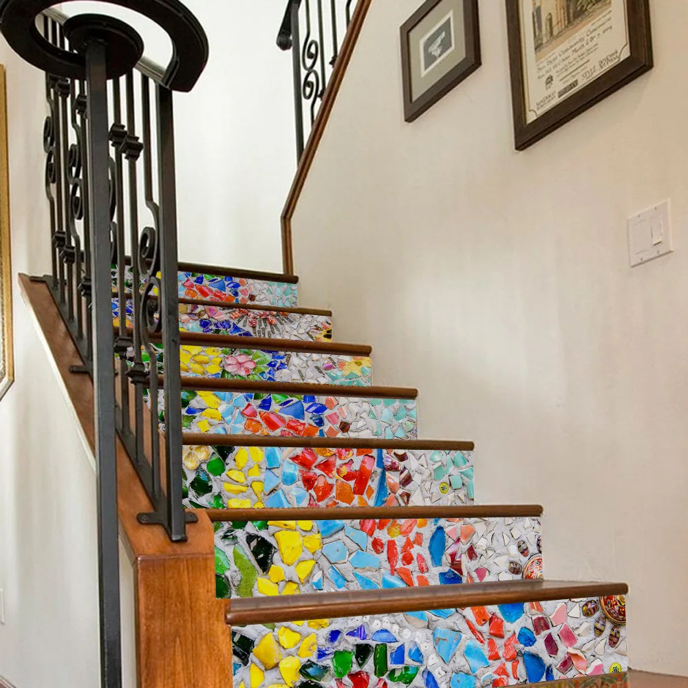 

Funlife Nordic color stone wall stickers bedroom creative stair stickers 3D stereo removable FS072