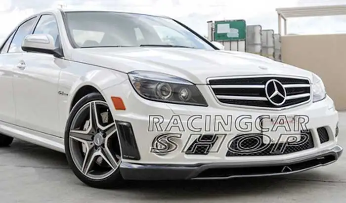 C Style 3PCS Real Carbon fiber FRONT SPOILER For MERCEDES BENZ W204 C63 AMG Sport Front Bumper 2008-2012