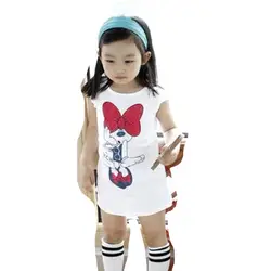 Летняя детская одежда, длинная футболка для девочек, длинный сарафан с короткими рукавами, платье