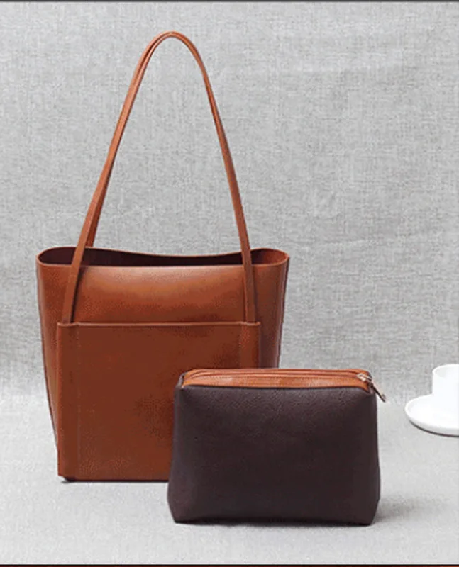 Genuine Oil wax cowhide leather women’s shoulder bag soft leather handle bags free shipping