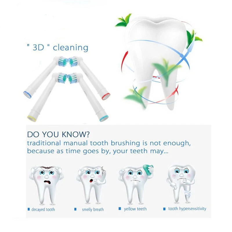 4 шт./компл. уход за полостью рта электрический зубная щетка замена головки практичный, высококачественный зубная щетка