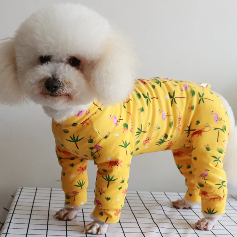 

Pet Dog Jumpsuits Puppy Stretch Cotton Clothes Thin Long Sleeves Style Wrap Belly Pajamas For Small Dogs Sweatshirt Chihuahua