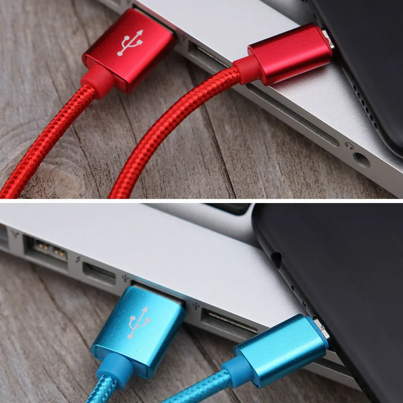 1 m المصغّر usb كابل يو إس بي سريع تهمة النايلون الحبل سلك Microusb مزامنة بيانات كابل ل سامسونج Xiaomi هواوي HTC اللوحي الهاتف الذكي الروبوت