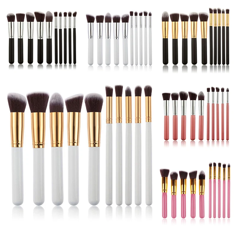 

ELECOOL Pro 10 PCS Makeup Brush Kit Kabuki Brushes Mable Foundation Eye Shadow Eyeliner Powder Contour Brush Tool For Women