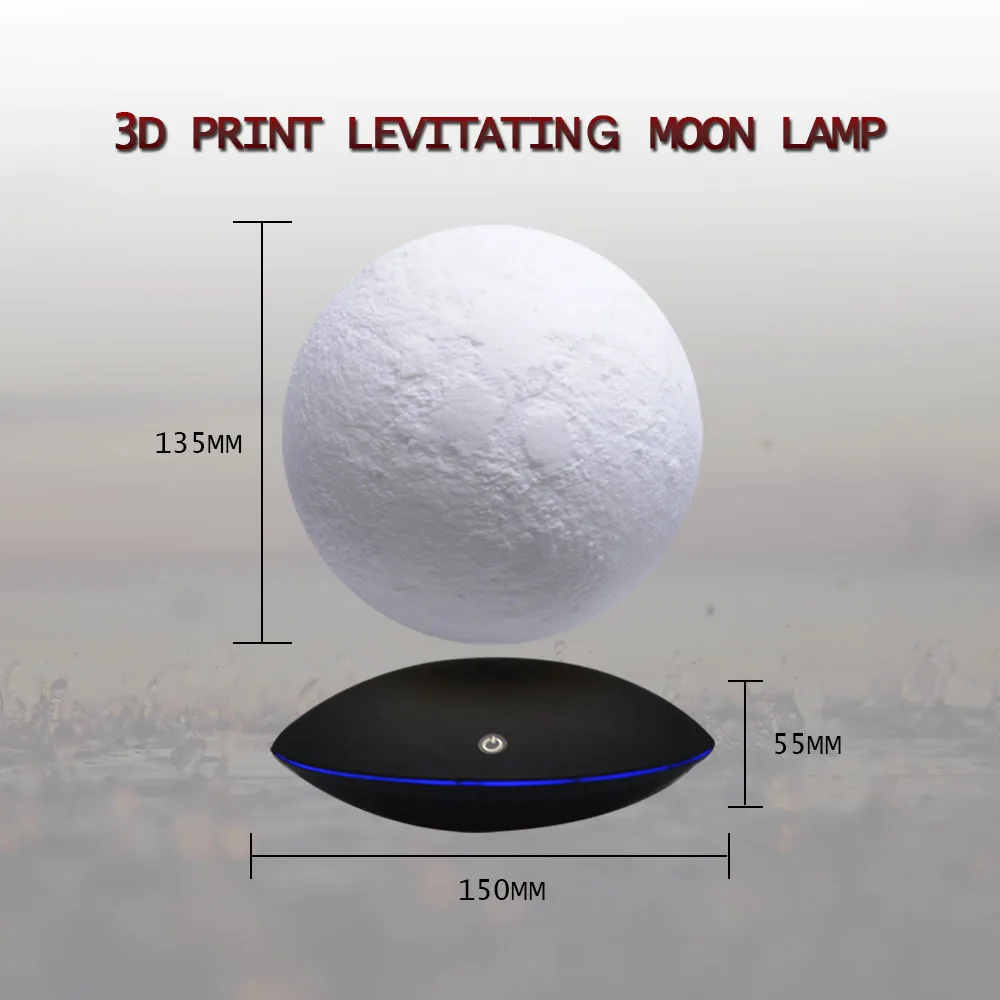  Magnetic Levitating 13.5CM 3D Moon Lamp 360 Rotating Night Light Floating Touch Romantic Gift Home 